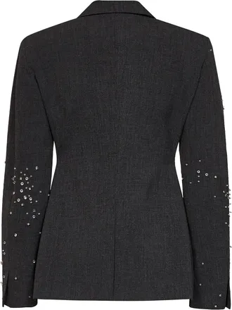 Des_Phemmes Crystal-Embroidered Blazer - Grey