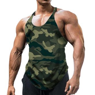 Generic Undershirt Mens Long Camouflage Tank Top Summer Cool Shirt Bodybuilding Training Muscle Shirt Training Underarm Shirt Sports Workout Gym Strength Spor