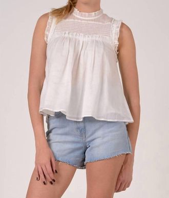 Elan Hi Neck Sleeveless Top In White