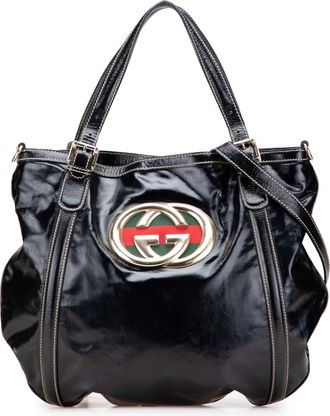 Gucci Pre-owned Womens Patent Leather Tote - Black - One Size