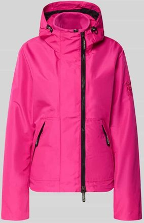 Superdry Windbreaker mit Zweiwege-Rei&szlig;verschluss und Logo-Stitching in Pink, Gr&ouml;&szlig;e XL