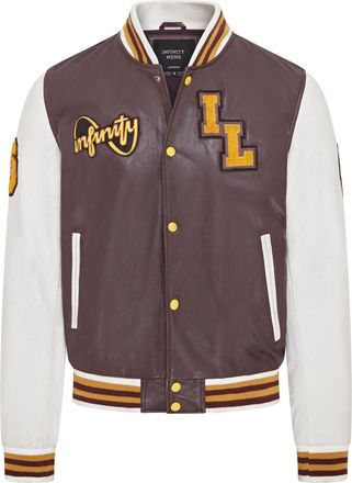 Infinity Leather Mens Baseball Leather Letterman Bomber Jacket - Ashwood