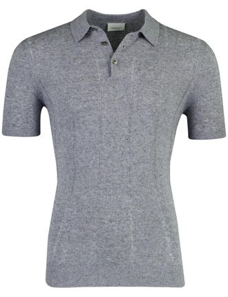 Profuomo Blauwe polo Profuomo beige katoenblend 3 knoops