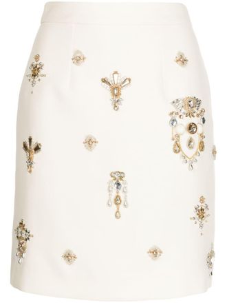Zuhair Murad Mini-rok verfraaid met juwelen - Wit