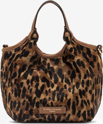 Gianni Chiarini Schultertasche aus Leder mit Leopardenprint Dua