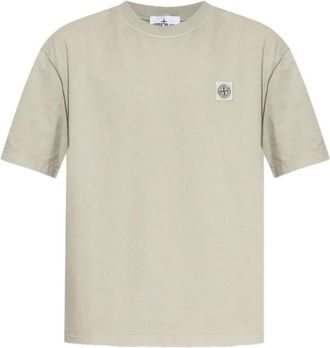 Stone Island Grey Crewneck Logo Patch T-Shirt