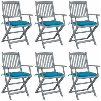 vidaXL Sillas De Jard&iacute;n Plegables 6 Uds Cojines Madera Maciza Acacia Vidaxl