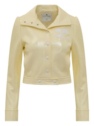 Courr&egrave;ges logo-detail jacket - women - Cotton/Polyurethane/Elastane - 40 - Yellow