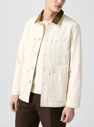 Drake's Mens Corduroy collar denim work jacket