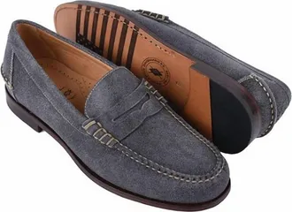 Martin Dingman Mens Distressed Suede Penny Loafers In Blueberry