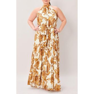 Flying Tomato Printed Maxi Dress in Ivory Brown at Nordstrom Rack, Size 1 X