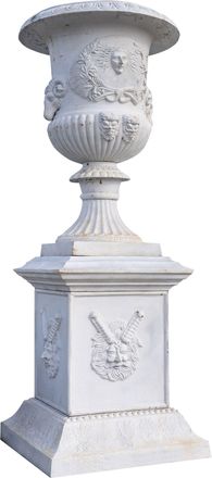 Biscottini International Biscottini - Vaso Con Base In Fusione Di Ghisa Finitura Bianca Anticata L140xpr140xh370 Cm