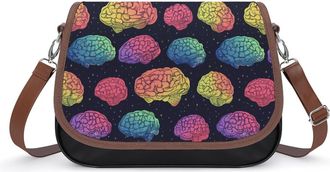 Generic Rainbow Brains Pattern Small Womens Crossbody Bags Shoulder Handbag with Adjustable Strap for Travel