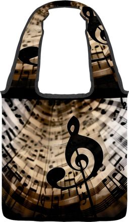 Generic Musical with Melody Swirl Reversible Canvas Shoulder Tote - Double-Sided Print, 12oz Cotton, 27cm Drop, Fold-Flat Bag for Travel, Shopping, Street Out