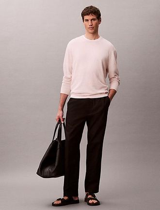 Calvin Klein Jersey de mezcla de lino con cuello redondo