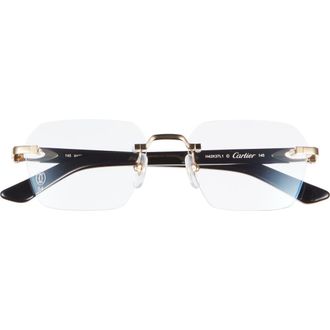 Cartier 54mm Rectangular Optical Glasses in Gold at Nordstrom