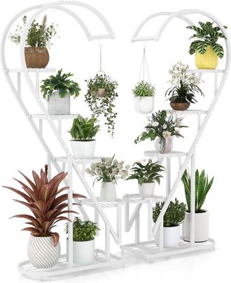 Costway Costway - Soporte Para Plantas De Metal De 5 Niveles, Estantes Creativos Para Plantas Con Escalera En Forma De Coraz&oacute;n, Para Interiores, Exteriores, J