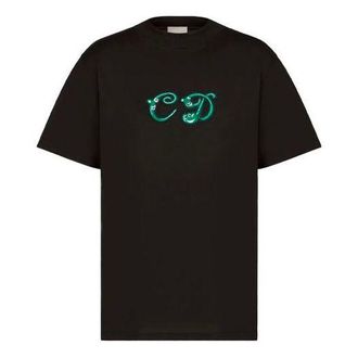 Dior Mens DIOR x KENNY SCHARF Crossover Knit Short Sleeve Black 193J649A0677-C986