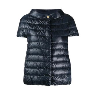 Herno Down Jackets, female, Blue, Size: XL Great Short-Sleeved Down Jacket