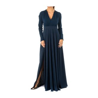 La Martina Navy Blauwe Lange Mouwen Jurk - Dames - Maxi kleedjes - Blauw - M - Polyester - Kleedjes