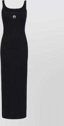 Marine Serre scoop neck sleeveless ribbed midi dress