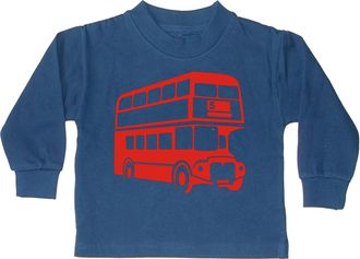 Edward Sinclair | 3-4 Years | London Bus Design2 | Navy Boys Sweatshirt | red Print
