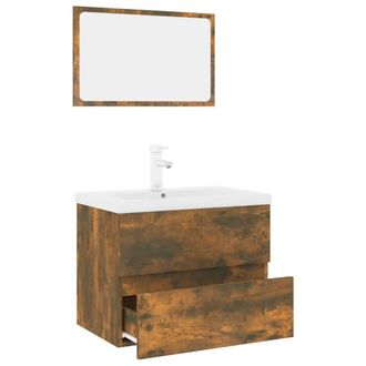 Berkfield Home Full Bathroom Furniture Set Smoked Oak Engineered Wood in Brown