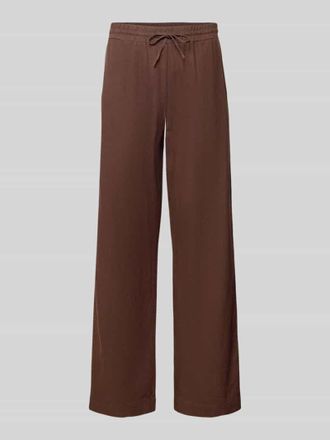 Freequent Wide Leg Pants aus Leinen-Mix mit elastischem Bund Modell Lava in Dunkelbraun, Gr&ouml;&szlig;e XXL