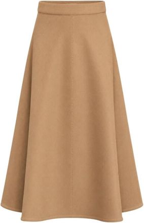 Marella Wijde fluwelen midi rok - Dames - Midirokken - Bruin - M - Polyester - Rokken