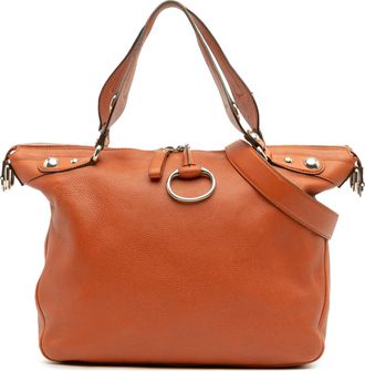 Gucci Pre-owned Womens Leather Tote Adjustable Strap - Tan - One Size