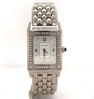 Jaeger-LeCoultre Pre-owned Jaeger LeCoultre Reverso Hand Wind Diamond Silver Dial Ladies Watch Q2673420