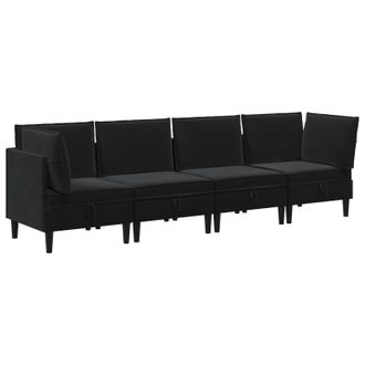 vidaXL Juego De Muebles De Sal&oacute;n Con Coj&iacute;n 4 Pcs Negro Terciopelo Vidaxl