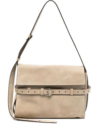 Moschino Tie Me suede shoulder bag - Neutrals