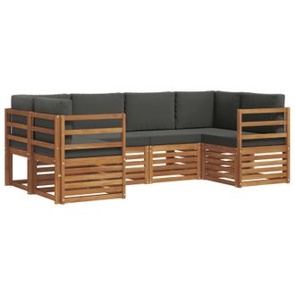 vidaXL Conjunto De Sof&aacute; Seccional Con Coj&iacute;n 6 Pcs Natural Y Antracita Vidaxl
