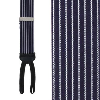 Trafalgar Store Voltaire Chalk Stripe Formal End Suspenders in Navy Blue at Nordstrom