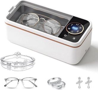 No Brand Limpiador Ultras&oacute;nico De Joyas De 45 Khz, M&aacute;quina Con Dep&oacute;sito De Acero Inoxidable 304 De 355 Ml (12 Oz), 6 Modos De Limpieza/temporizador Digital, Co
