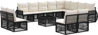 vidaXL Conjunto De Sof&aacute;s De Jard&iacute;n 13 Uds. Negro Y Blanco Crema Vidaxl
