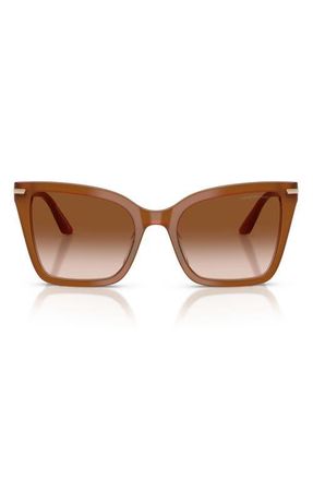 Emporio Armani 53mm Gradient Square Sunglasses in Shiny Tobacco /Brown Gradient at Nordstrom