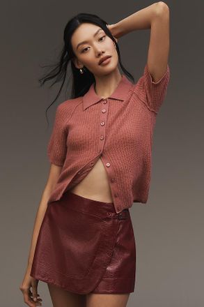 Pilcro Short-Sleeve Polo Cashmere Sweater