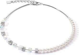 Coeur de Lion Geocube Precious Fusion Pearls Necklace in White at Nordstrom