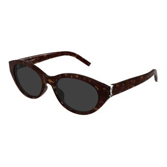 Saint Laurent Trendy Oval Sunglasses with Monogram Detail - female - Saint Laurent - Sunglasses - Brown - 54 MM - Accessories