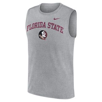 Nike Florida State Primetime Arch Legend Nike Mens Dri-FIT College Muscle Tank Top in Grey | 01B306GFTN-G1M