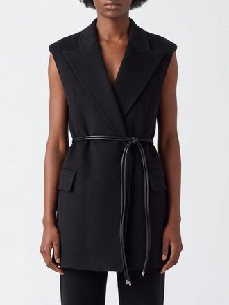 Sportmax Gilet a vestaglia in pura lana vergine con cintura