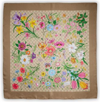 Gucci SILK TWILL SCARF WITH GG PRINT - Gucci - Woman