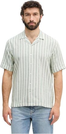 Mos Mosh Joe Shirt - Heren - Korte mouwen Overhemden - Groen - M - Katoen - Overhemden