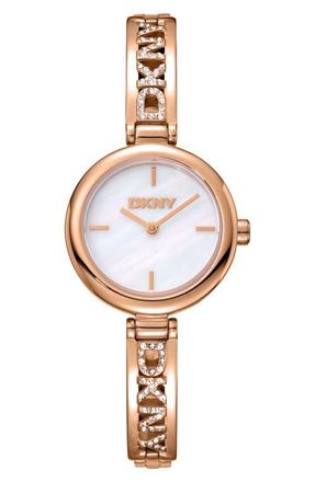 DKNY L 115-2 Bracelet Watch in White/Rose Gold at Nordstrom
