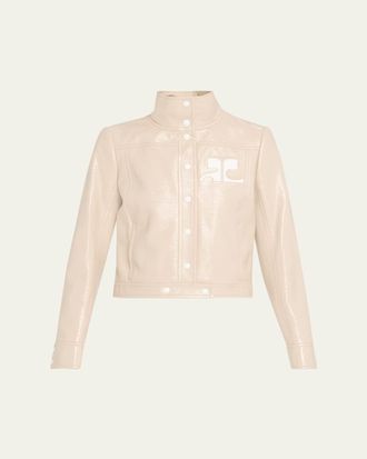 Courr&egrave;ges Textured Vinyl Crop Jacket