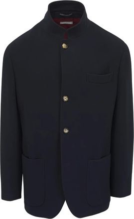 Brunello Cucinelli Cappotto con colletto alla coreana - Blu