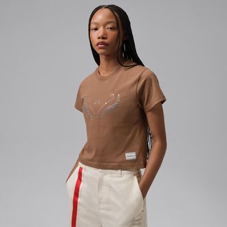 Nike Jordan Womens Jordan Brooklyn x Howard University Graphic Girlfriend T-Shirt in Brown | IR0220-223