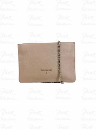 Patrizia Pepe Tassen, Dames, Beige, ONE Size, Leer, Pochette met metalen crossbody riem en polsband